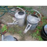 2 Galvanised watering cans