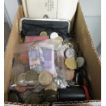 Large box of coins and some paper money