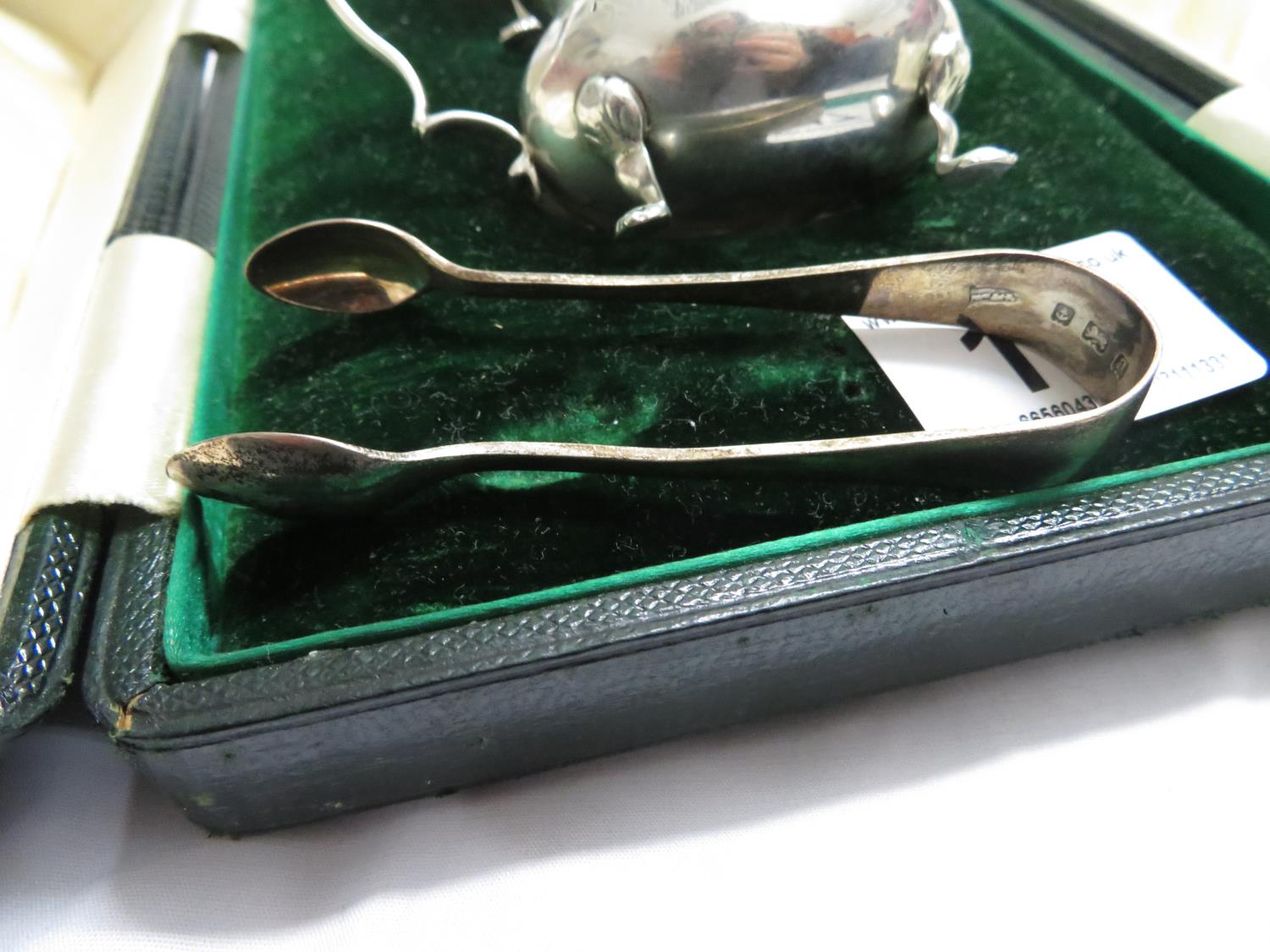 Silver hallmarked milk jug, sugar bowl and tongs - boxed - Image 3 of 4