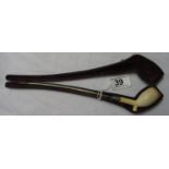 Boxed church wardens albatros bone stem pipe with case