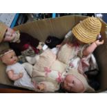 Box of 4x German bisque head dolls