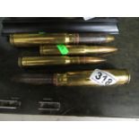 4 examples of ammunition 20mm Hispano satfire cannon shells - browning machine gun