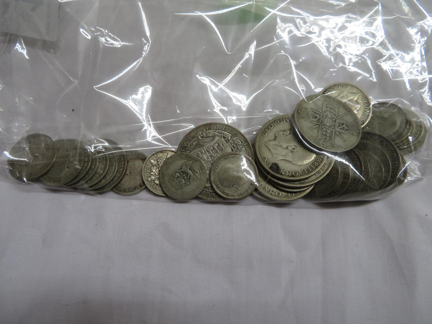 Bag of pre 1947 silver coinage, 193 grams