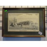 Signed print of Burradon Colliery Northumberland by E Blackburn