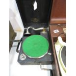 Miniature portable gramophone - working