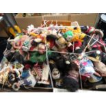 Box of approx. 100 dolls from around the world