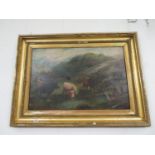 S Smith large Highland oil on canvas with gilded frame