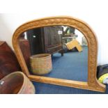 Large carved over mantle mirror