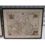 Map of Northumberland by J Bleau and also smaller map of East Riding of Yorkshire