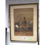 Hand tinted print of Prince Albert's Own Hussars