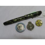 Parker 14ct nib fountain pen with three enamelled badges - 1 Observer Corps, 1 HG and 1 Brownies