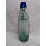 Blue lipped Codd bottle - Eckers, Bolton