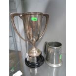 Amble Rifle Club silver cup - 676 grams with one other pewter cup