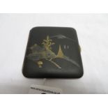 Silver and gold inlay signed Japanese cigarette case