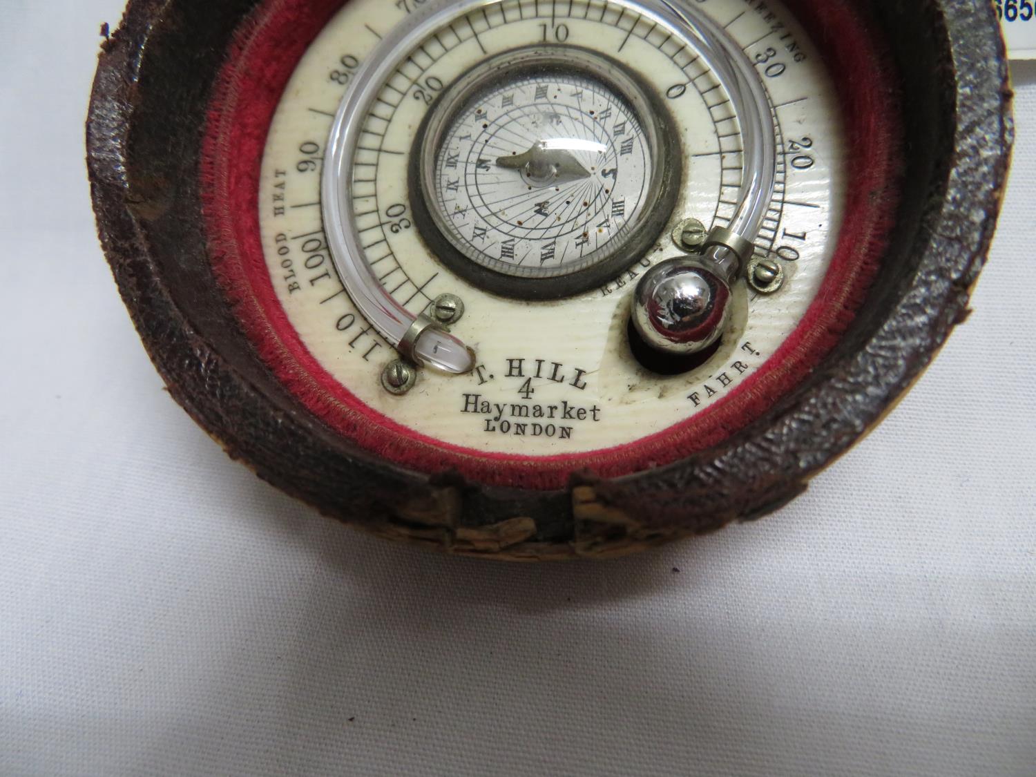 Pocket barometer with compass - mercury tube perfect - by T Hill, Haymarket, London. - Bild 4 aus 4