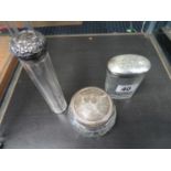 3x silver lidded jars