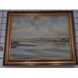 Painting of Berwick, oil on canvas by Alan Morgan with original receipt