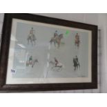 Signed print of horsemen by Dennis Aldridge