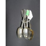 Set of 6x early Victorian silver teaspoons, Newcastle mark - 120grams