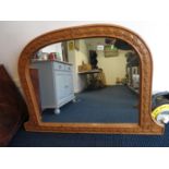 Large hand carved arts and crafts mantle mirror