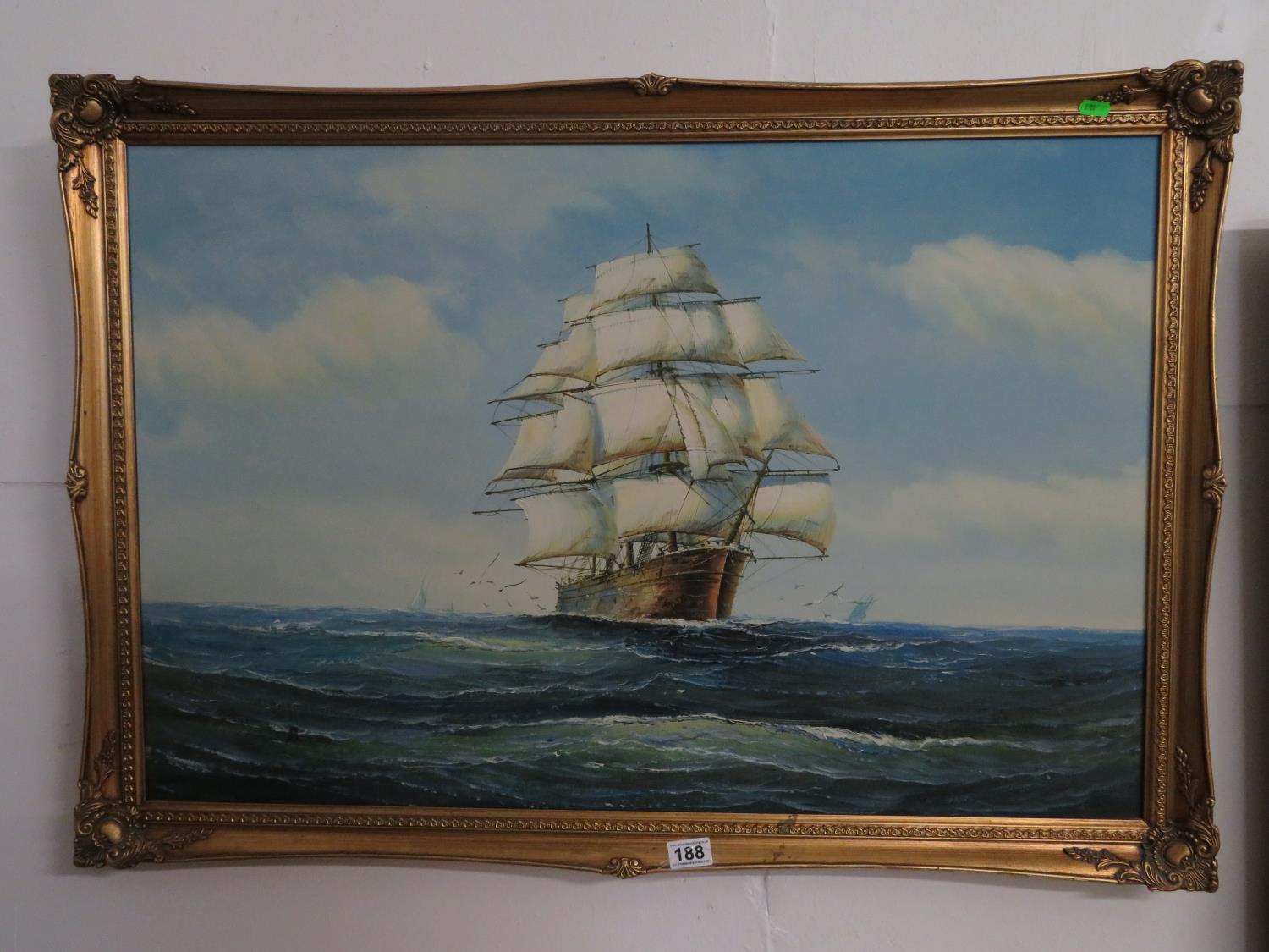 3' x 2' oil on canvas maritime picture