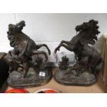 2x Spelter horse statues