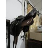Hayes of Cirencester leather saddle with stirrups