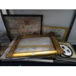 Collection of pictures and picture frames