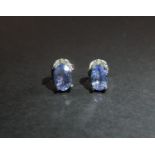 925 silver oval tanzanites set 1 small diamond studs