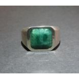 925 square opaque emerald 6.20cts size 15 14.04g