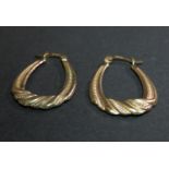 9ct gold twist pattern hoop earrings 1.05g 2.5cm