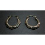 9ct embossed pattern hoop earrings 0.90g