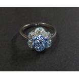 9ct B'ham 2001 tanzanite/diamond ring 2.43g size 13