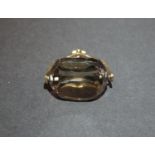 9ct YG London 1903 Maker FM smoky quartz