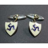 Isle of Man enamel Triscal cufflinks 4.478g