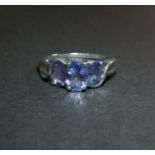 14ct WG Sheffield 3 oval tanzanite/diamond 2.8g size 15