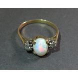 YG and Plat fire opal 2 diamonds size 11/51 2.1g