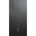 9ct WG 18" fine chain oval tanzanite pendant 1.11g