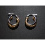 9ct WG/YG two tone hoop earrings 1.42 Linda Erre