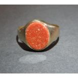 9ct goldstone ring size 23.3 19g