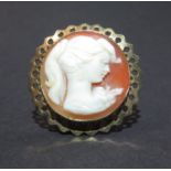 9ct YG B'ham make MJP lady tan back 1995 brooch