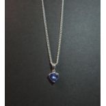 18" silver chain with triangular shape tanzanite pendant 4.65g