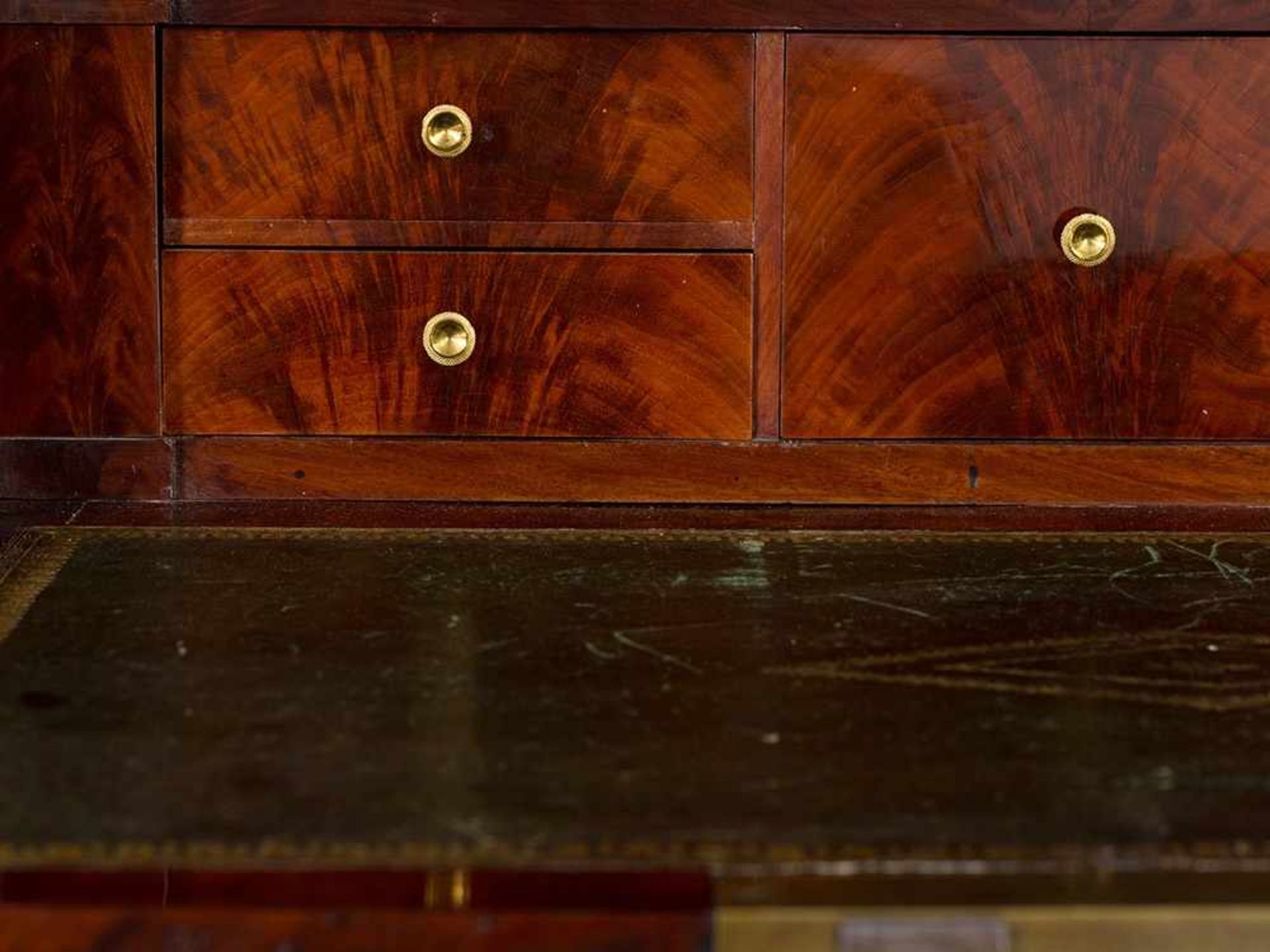 Empire Secretary, Mahogany Veneered, France, c. 1800 Mahogany veneered, gilded bronze, black marble, - Bild 12 aus 15