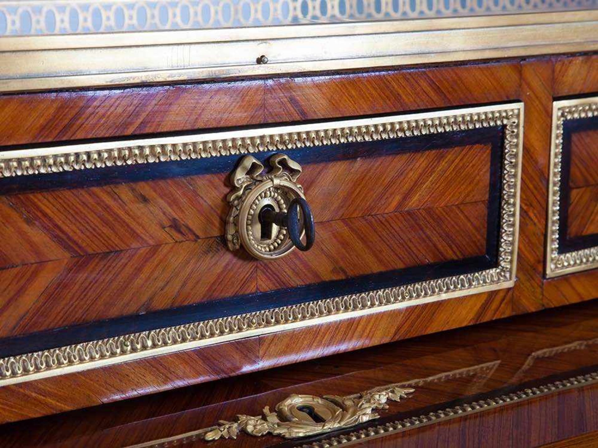 François Linke, Empire-Style Cylinder Desk, France, c. 1900 Rosewood, veneered, partially - Bild 11 aus 13