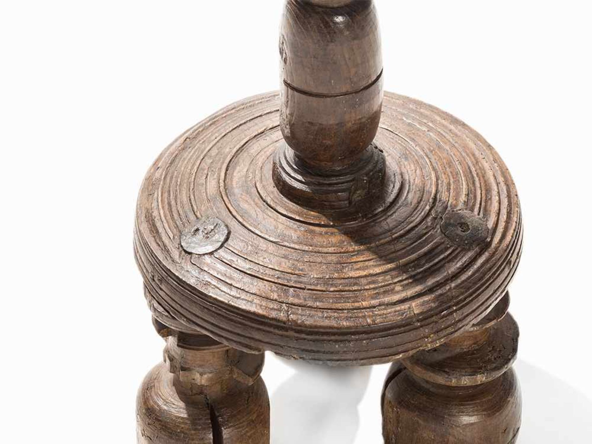 Stand Lamp, Turned Softwood, Spain, 17th Century Softwood, carved and turned, iron Spain, 17th - Bild 2 aus 9