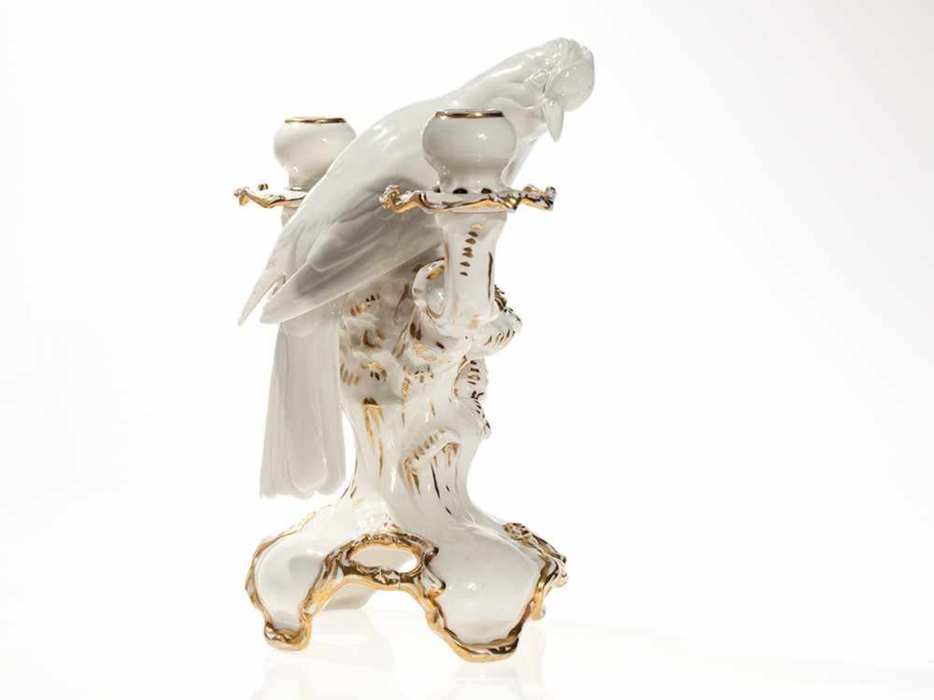 Lorenz Hutschenreuther Selb Candlestick with Bird, 1920-1938 Porcelain, white glaze and gold - Bild 11 aus 11