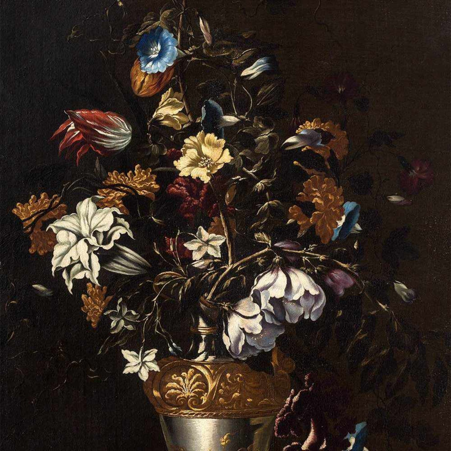 Mario Nuzzi (1603-1673), Flower Still Life, Oil, 17th Century Oil on canvas, relined Italy, 17th - Bild 7 aus 15