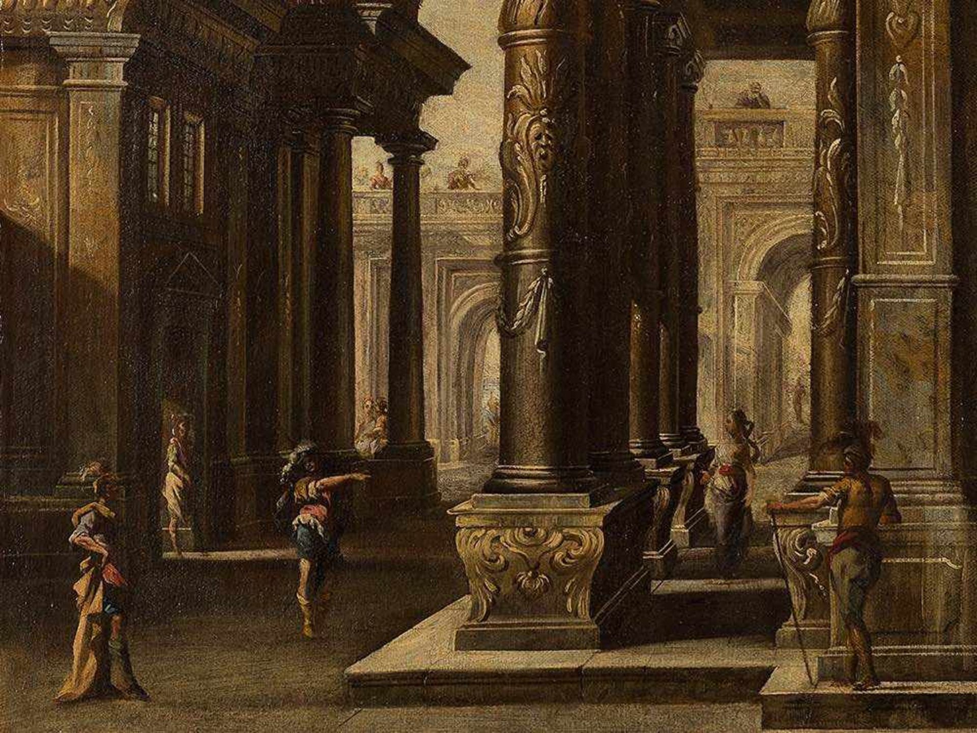 Italian School, Two Architectural Capricci, Oil, 17th C. Oil on canvas, relined Italy, 17th - Bild 4 aus 10