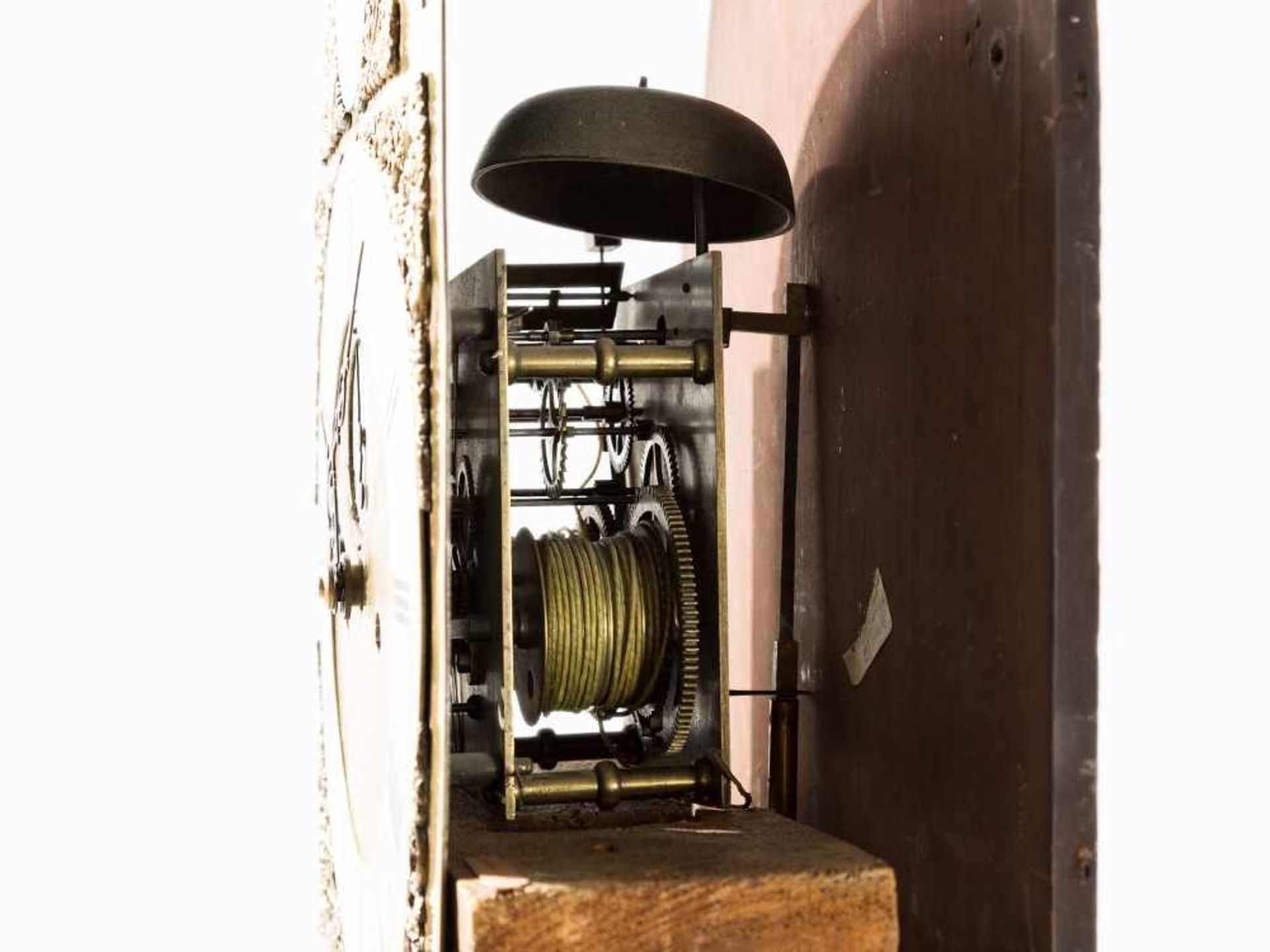 English Long Case Clock, Hour Strike & Small Second, 19th C. Mahogany veneer, brass, various metals, - Bild 9 aus 12