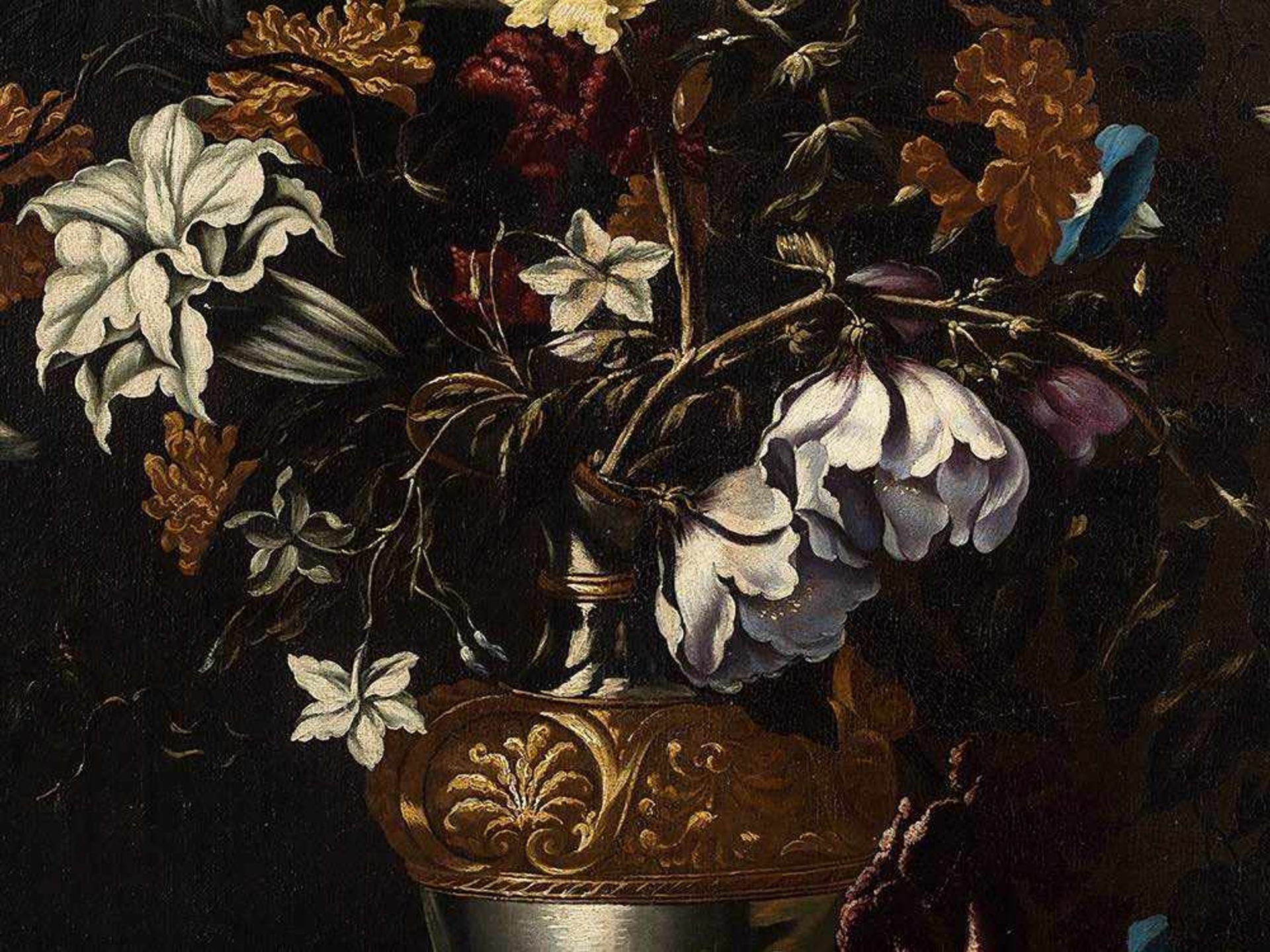 Mario Nuzzi (1603-1673), Flower Still Life, Oil, 17th Century Oil on canvas, relined Italy, 17th - Bild 12 aus 15
